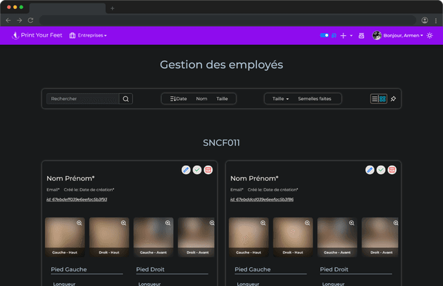 Screenshot of the Dashboard application