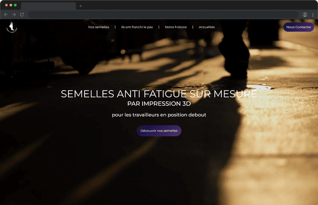 Screenshot of the company website